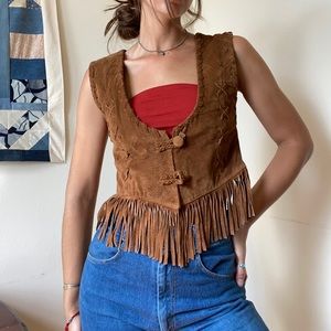 Vintage Suede Fringe Vest ☮️